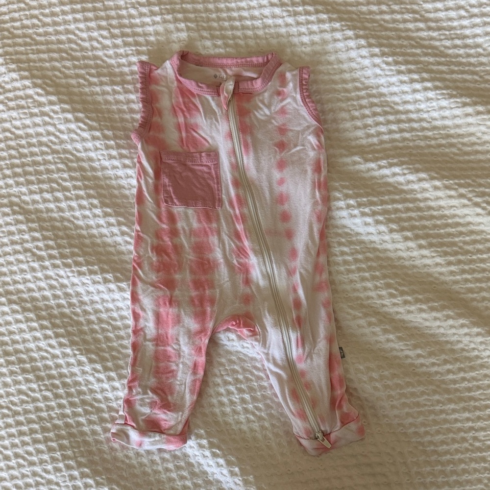 Kyte BABY Pink and White Tie-Dye Sleeveless One-Piece